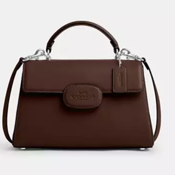 Coach Dark Brown Leather Eliza Top Handle Satchel bag - Picture 1 of 9